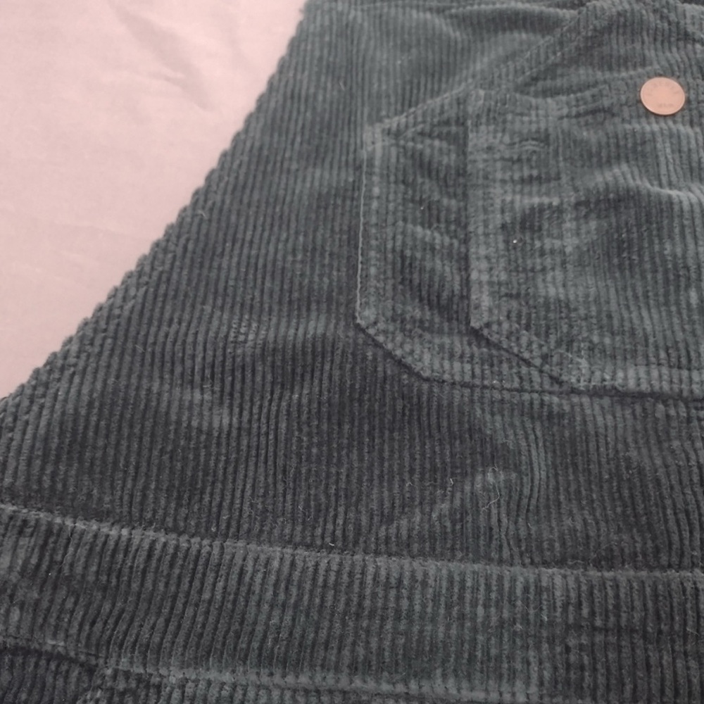 Faherty York Scarab Green Corduroy Overall Skirtall Mini Dress Size Large - Picture 6 of 7